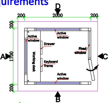 Luxury Portable Security Booth 1500x2400mm Steel Industrial Design