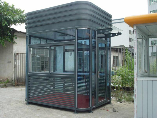 Tempered Glass Police sentry shed With Ticket Windows , Working Desk , Electricity , Light