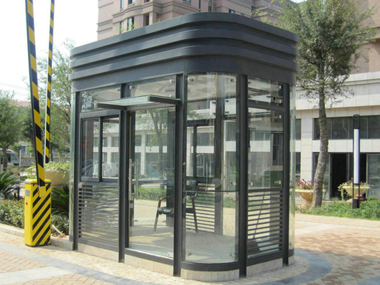 Tempered Glass Police sentry shed With Ticket Windows , Working Desk , Electricity , Light