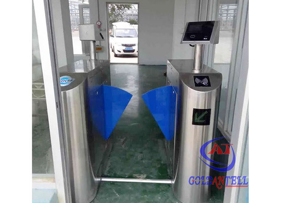 지문 판독기를 가진 스테인리스 자동적인 플랩 장벽 십자형 회전식 회전식 문 고속 Rfid